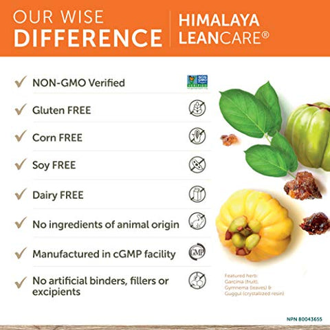 LeanCare com Garcinia Cambogia para Gerenciamento de Peso, 600 mg, 1 Mês de Fornecimento, 120 Comprimidos - Himalaya