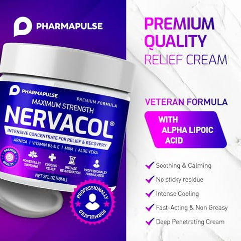 Creme Pharmapulse Neuropathy Nerve Relief – Máxima Potência para Pés, Mãos, Pernas, Dedos, Lombar – Ácido Alfa Lipoico, Arnica, Vitamina B6, Aloe Vera, MSM – Eficaz e Calmante