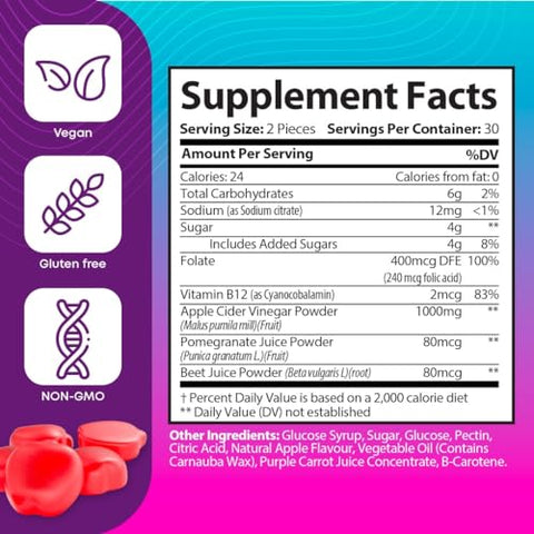 Just Ripe Nutrition - Keto Gummies de Maçã com Vinagre de Maçã – Gerenciamento de Peso e Gordura – Gummies Avançados de Vinagre de Maçã – Dieta para Barriga, Desintoxicação – Digestão