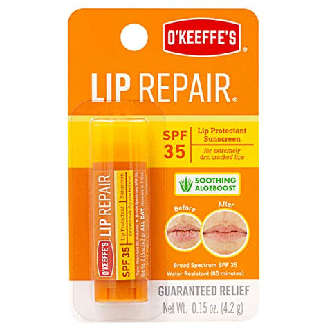 O'Keeffe's - O’Keeffe’s Lip Repair Bálsamo Labial SPF 35, Pack com 3 – Proteção Solar e Hidratação Intensa