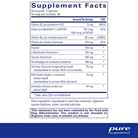 Lipotropic Detox | Suporte à Função Hepática e Desintoxicação | 120 Cápsulas | Marca Líder em Saúde - Pure Encapsulations