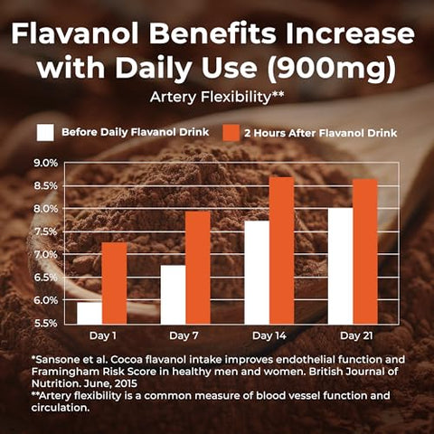 FlavaNaturals - FlavaMix Performance | Pó de Cacau com 900mg de Flavanóis de Cacau | Promove a Saúde Cardíaca