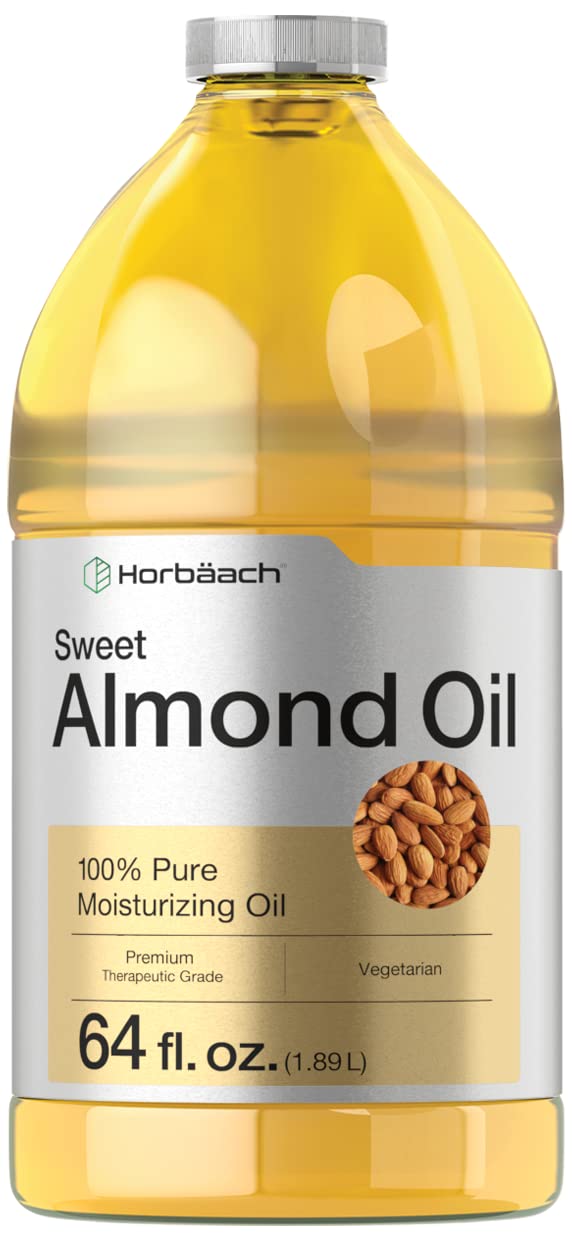 Óleo de Amêndoas Doces Horbäach 1892 ml | para Cabelo e Pele | Fórmula Pura e Hidratante | Óleo Veicular em Tamanho Grande | Vegano, Não-OGM, Cruelty Free