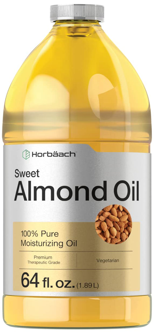 Óleo de Amêndoas Doces Horbäach 1892 ml | para Cabelo e Pele | Fórmula Pura e Hidratante | Óleo Veicular em Tamanho Grande | Vegano, Não-OGM, Cruelty Free