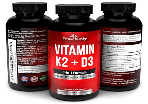Divine Bounty - Vitamina K2 (MK7) – Benefícios para a saúde óssea e cardiovascular | Marca XYZ