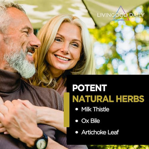 Livingood Daily - Limpeza da Vesícula Biliar, 56 Cápsulas Vegetarianas – Suplemento para a Vesícula Biliar com Pó de Bile de Boi Promove a Digestão – Estimula a Função Hepática – Não-OGM, Sem Glúten