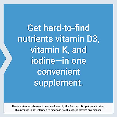 Vitaminas D e K da Life Extension com Sea-Iodine, D3, K1 e K2, iodine, suporte à saúde imunológica, óssea, arterial e da tireoide, sem GMO, sem glúten, 60 cápsulas