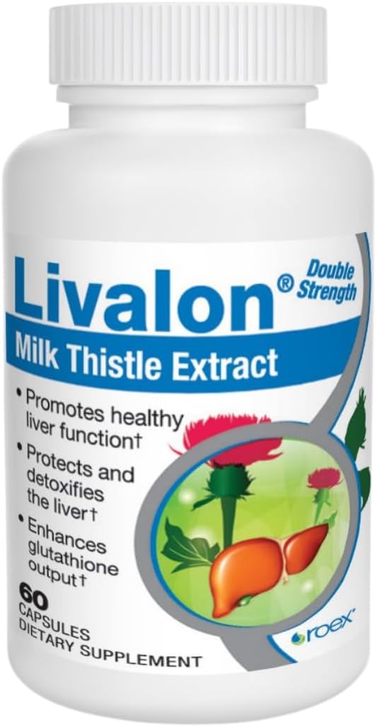 Vitamins | Livalon | Extrato de Cardo Mariano | 80% Silymarin | Desintoxicação Natural do Fígado | Cápsulas Vegetais | 60 Unidades - Roex