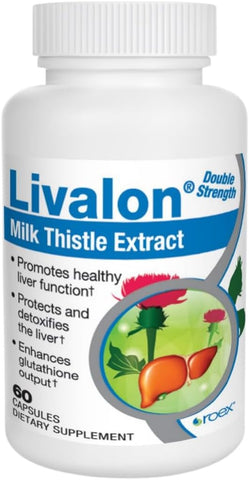 Vitamins | Livalon | Extrato de Cardo Mariano | 80% Silymarin | Desintoxicação Natural do Fígado | Cápsulas Vegetais | 60 Unidades - Roex