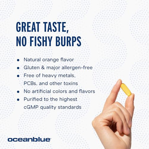 Professional Omega-3 2100 com Vitamina K2 e Vitamina D3 – 120 Cápsulas 2 Pacotes – Óleo de Peixe sem Sabor de Alta Potência com EPA, DHA – 2100mg – Embalagem Dupla – Ômega 3 Triplo – Saúde Cardiovascular – Marca Oceanblue - Oceanblue