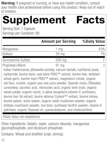 Standard Process Inc. - Standard Process Glucosamine Synergy – Suplemento de RNA de Alimentos Integrais e Suporte Articular com Cyanocobalamin, Cholecalciferol, Shiitake, Manganês, Farelo de Arroz, Cenouras Orgânicas – 90 cápsulas