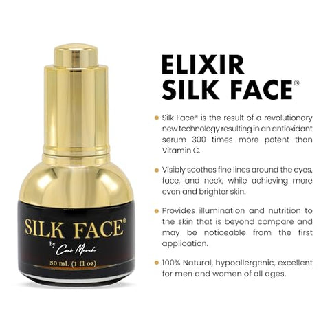 Elixir SILK FACE Serum Coco March – Extratos de SEDA PURA – Reduz rapidamente linhas finas – Uniformiza o tom da pele, Iluminação luxuosa visível desde a primeira aplicação 30 ml
