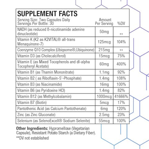 Wellura - Strong Cell | Cápsula Potencializadora da Função Celular | NADH, CoQ10. Taxa de Absorção de 90%. Vitaminas B1, B2, B3, B6, B7 e B12. Vitamina K2