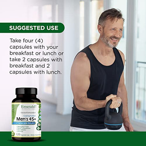 Men’s 45 Clinical Multi – Multivitamínico para Suporte Abrangente, Ósseo – 60 Cápsulas - EMERALD LABS