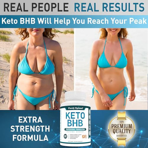 Keto BHB – Cápsulas de Dieta Keto para Cetose, Energia, Foco e Metabolismo – Mulheres e Homens, Sem Glúten, 60 Cápsulas - Purely Optimal