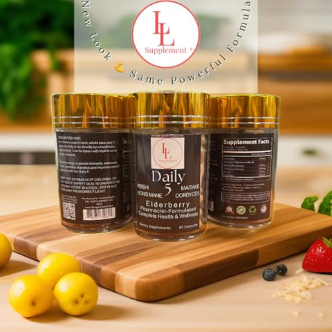 L & L Supplement - Complexo de Cogumelos LL Suplemento Diário 5 com Antioxidantes de Uso Geral | Fórmula do Farmacêutico