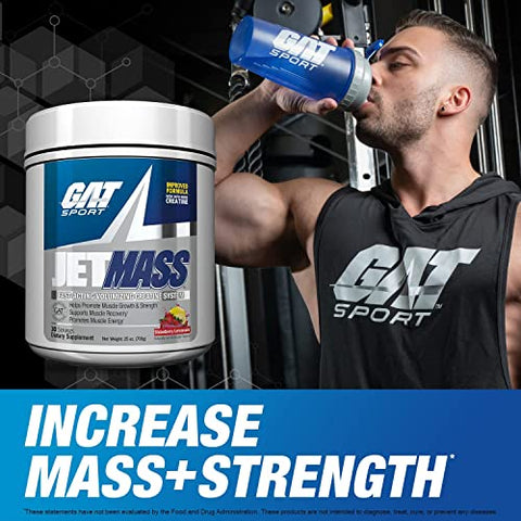 JetMass Sistema de Creatina Volumizante de Ação Rápida, 30 Porções (Sabor Morango Limonada) - GAT SPORT