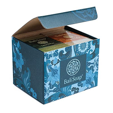 Conjunto de Presente de Sabonetes Naturais Bali Soap – Coleção Masculina, 6 Unidades, Limão-Pinho, Gengibre-Café, Sândalo-Menta, Oud-Especiarias, Cravo-Canela, Eucalipto-Lima 100g
