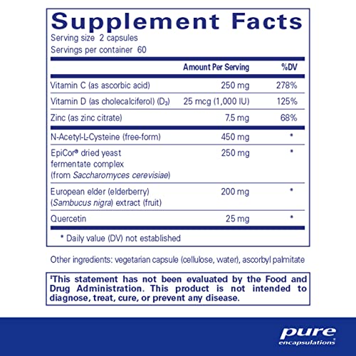 PureDefense com NAC | Reforça a Defesa Imunológica de Primeira Linha e a Saúde Respiratória Superior | 120 Cápsulas - Pure Encapsulations