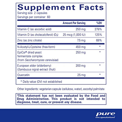 PureDefense com NAC | Reforça a Defesa Imunológica de Primeira Linha e a Saúde Respiratória Superior | 120 Cápsulas - Pure Encapsulations