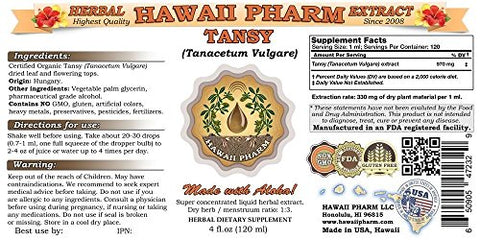 Hawaii Pharm - HawaiiPharm Extrato Líquido de Tanásia, Tansy Orgânico (Tanacetum Vulgare) Tintura Herbal 60ml