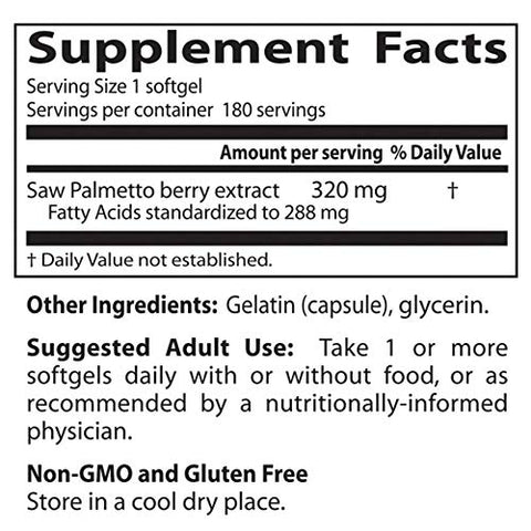 Doctor's BEST - Saw Palmetto 320 Mg Softgels – 180 Unidades | Doctor’s Best | Comprimidos de Palmeira Anã | Saúde Masculina