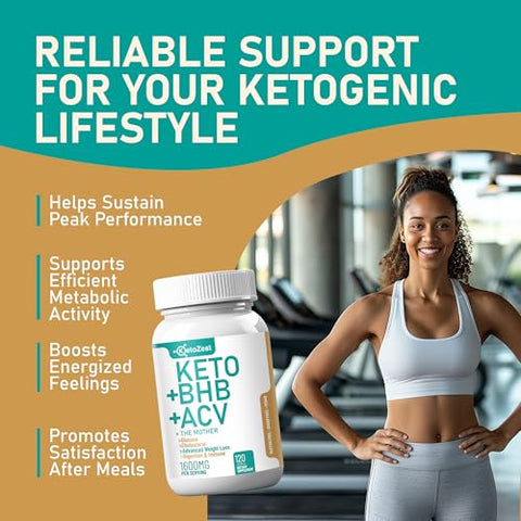 KetoZest - Keto ACV BHB Cápsulas 1600mg para Perda de Peso Avançada – Marca Líder em Emagrecimento