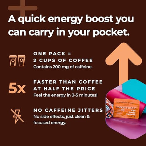 Seattle Gummy Company – Gomas Energéticas de Cafeína 12-Pack, Pack Variado Mocca Energy Chews, Nootrópico, Vegano, à Base de Plantas, Sem Glúten, 200mg de Cafeína - SGC