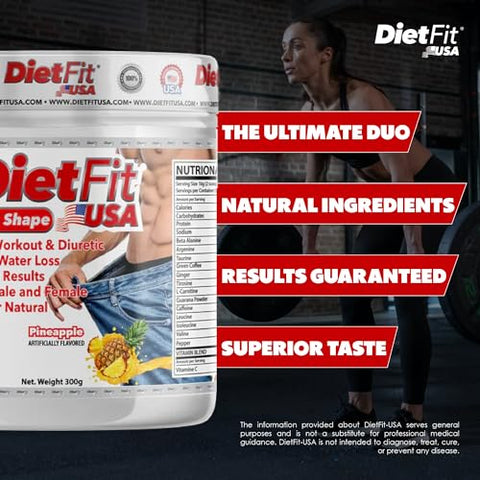 Dietfit USA - DIETFIT | Pré-Treino e Diurético 300g | Hydroboost 2 em 1 | Potencialize seu Treino