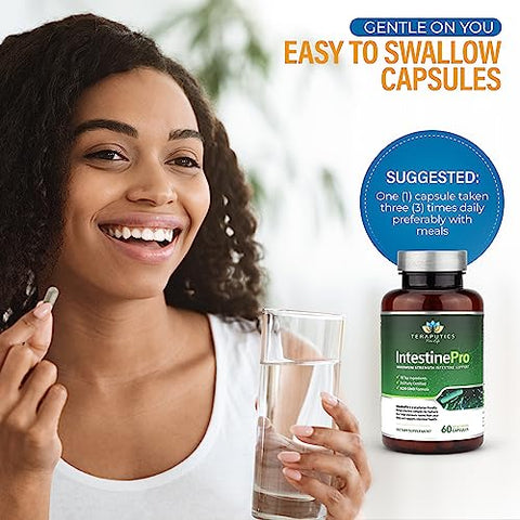 Teraputics - IntestinePro: Suporte Intestinal para Humanos com Artemísia Sem-OGM, Nogueira Preta, Equinácea e mais 15 Ingredientes Premium, 60 Cápsulas Vegetarianas
