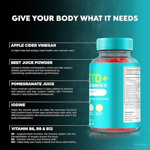 NutraRize - Leaf Keto ACV Gummies – Gomas de Maçã com Vinagre de Maçã para Keto, 60 Gomas