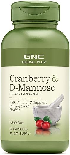 Herbal Plus Cranberry D-Mannose – 60 cápsulas | Saúde Urinária | 100% Natural - GNC