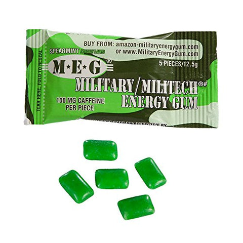 Goma Energética Militar | 100mg de Cafeína por Unidade Aumenta Energia Melhora Desempenho Físico Vários Sabores de Menta Ártica, Hortelã - MEG