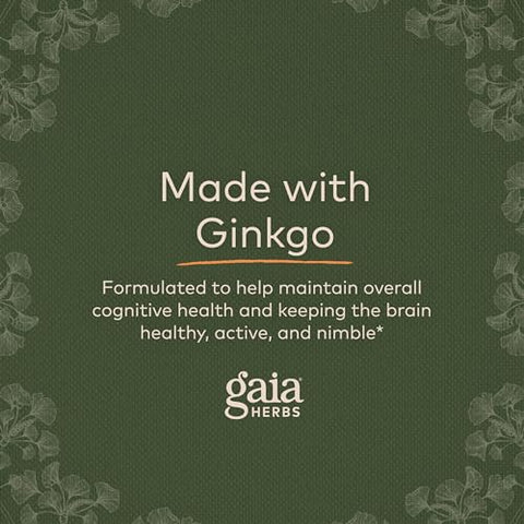 Ginkgo Leaf – Suplemento Herbal Orgânico para Circulação e Função Cerebral Saudáveis – 60 Cápsulas Líquidas Veganas de Fitoterapia (20 Dias de Fornecimento) - Gaia Herbs