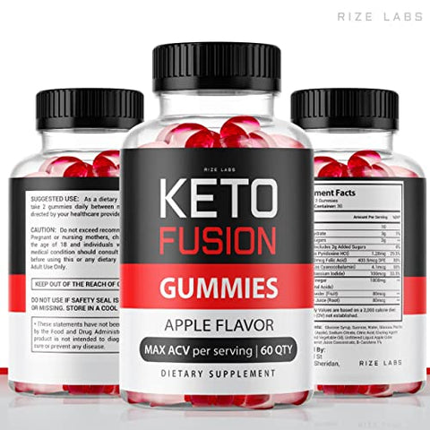 rize labs - (2 Pacotes) Gomas de ACV Keto Fusion – Fórmula Avançada de Perda de Peso com Gomas de ACV Keto Fusion – Não Contém Açúcar – Maçã ACV Keto Fusion Vinagre de Maçã – 60 g