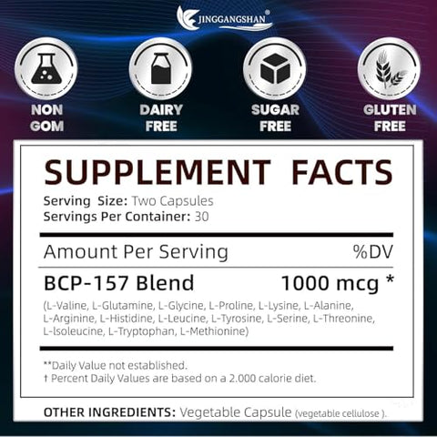 Generic - 𝐁𝐏𝐂 157 Cápsulas Peptídicas, 𝐁𝐏𝐂 157 Pro 1000mcg, Novo Composto Protetor 157, Aumenta a Recuperação Muscular