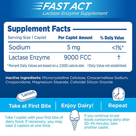 Fast Act – Alívio da Intolerância à Lactose com Enzima Lactase, 96 Comprimidos - Lactaid
