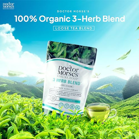 Doctor Morse's - Chá de Folha de Verbascum do Doutor Morse – Mistura de 3 Ervas – 86 Porções, 200g – Sem Cafeína – Completo para os Pulmões