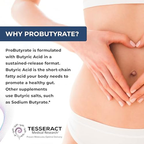 ProButyrate: Suplemento para Saúde Intestinal, Complexo de Ácido Butírico, Suporte Gastrointestinal, Restaura o Equilíbrio do Microbioma Intestinal - Tesseract Medical Research