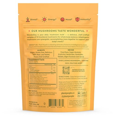 Plant People - Suplemento de Cogumelos Plant People WonderDay – Lion’s Mane, Cordyceps, Chaga para Fortalecer o Sistema Imunológico, Reduzir o Estresse e Melhorar o Humor
