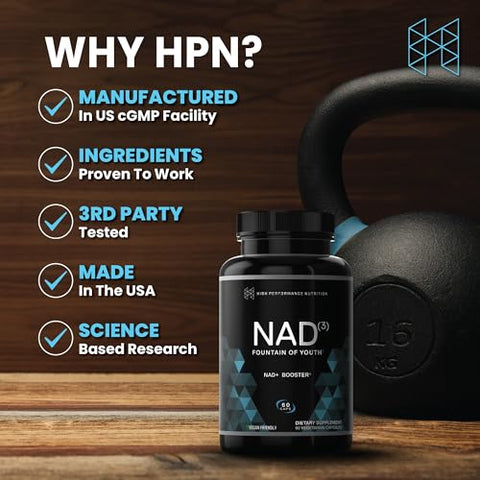 NAD Booster: Suplemento Natural de NAD, Energia, Longevidade e Saúde Celular – 312 mg por dose - HPN