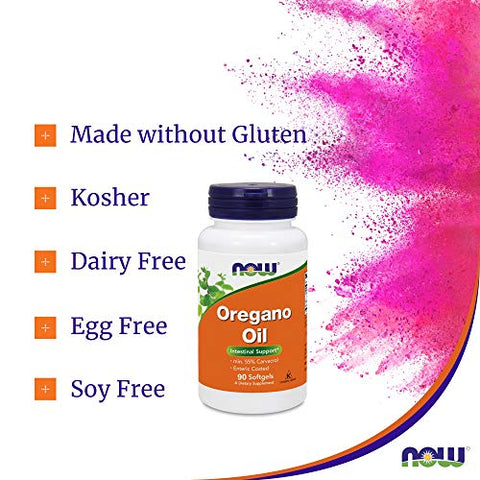 NOW Foods - Óleo de Orégano Now Foods (Mínimo 55% Carvacrol) – 181mg, 180 Softgels – Suplemento de Suporte Digestivo de Alta Potência, Promove a Saúde Intestinal, Antibiótico Natural – Kosher – 180 Porções
