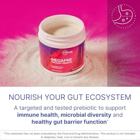 MegaPre em Pó, Abacaxi Laranja Goiaba – Prebiótico de Oligossacarídeos Não Digestíveis para Saúde Intestinal – Suplemento de Saúde Digestiva Precision Prebiotic (5,5g) - Microbiome Labs