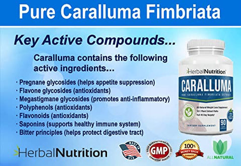Caralluma Fimbriata Herbal Nutrition – Pacote Duplo 90 Cápsulas de Força Máxima 10:1 Extrato 1200mg Diários – Perda de Peso