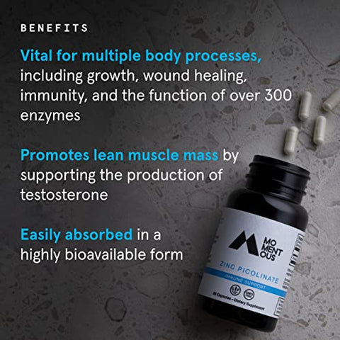 Zinc Picolinate 15mg – Reforço Imunológico – 60 cápsulas - Momentous