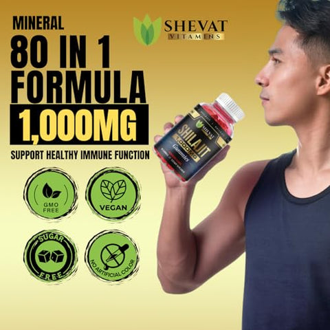 SHEVAT VITAMINS - Shilajit Gummies para Homens – Energia e Vitalidade | 60 gummies