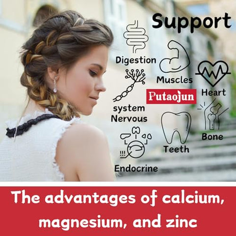 Riyuetian - Gomas de Cálcio Magnésio Zinco com Vitamina D3, Alta Absorção de Zinco para os Ossos – Marca: [Nome da Marca]