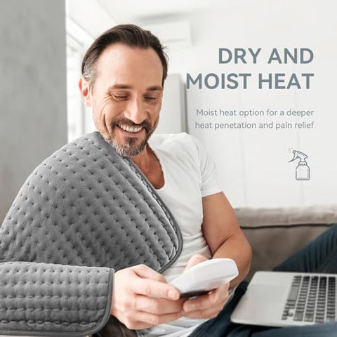 luwanda - Aquecedor Elétrico Extra Grande XXL para Alívio de Dor nas Costas, 20″x24″, Almofada Térmica para Cólicas/Pescoço/Ombro/Perna, Presentes para Mãe Pai Mulheres Homens Idosos, 6 Configurações de Calor