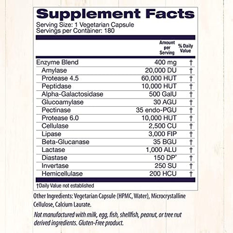Enzimas Digestivas Healthy Origins (NEC) Amplo Espectro – com Protease, Amilase | 60 cápsulas