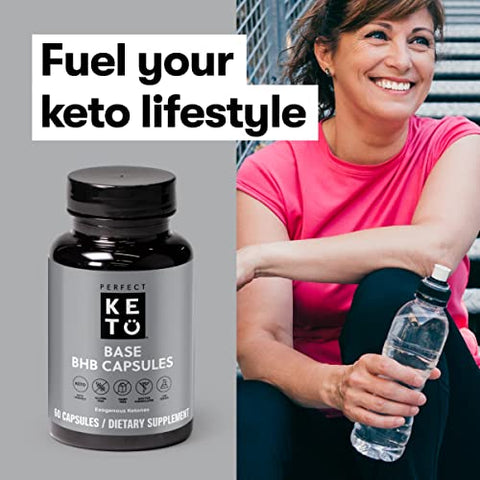 Cápsulas de Cetonas Exógenas Perfect Keto, Sal de BHB Livre de Glúten para a Cetose – 60 cápsulas